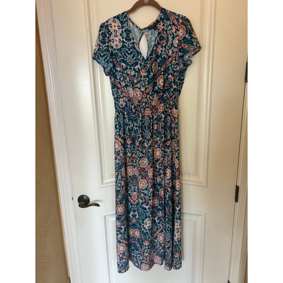 INC International Concepts Dresses & Skirts - Women's INC International Concepts Teal Pink Floral Midi Dress Size 10